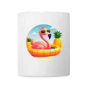 Flamant rose et ananas dessin vectoriel mignon - Mug blanc - blanc - Devant