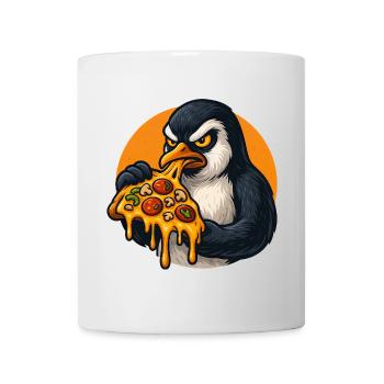 Entschlossener Pinguin Pizza Italienisches Essen - Tasse - Weiß - Vorne