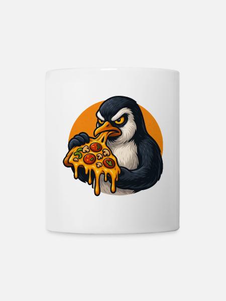 Entschlossener Pinguin Pizza Italienisches Essen - Tasse - Weiß