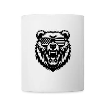 USA Bear with Sunglasses – Roaring Grizzly - Mug - white - Front