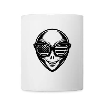 USA Alien mit Sonnenbrille - Lustiges Design - Tasse - Weiß - Vorne