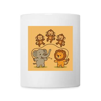Heureux amis de la jungle - Mug blanc - blanc - Devant