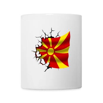 Flagge von Mazedonien - Mazedonien - Flagge gebrochen - Tasse - Weiß - Vorne