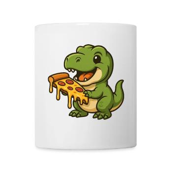 Cute Dino T-Rex Cartoon Pizza Lover - Mug - white - Front