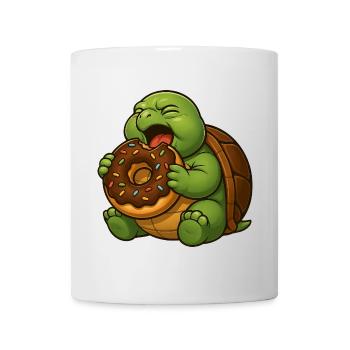 Tortue mignonne avec dessert de collation de beignet - Mug blanc - blanc - Devant