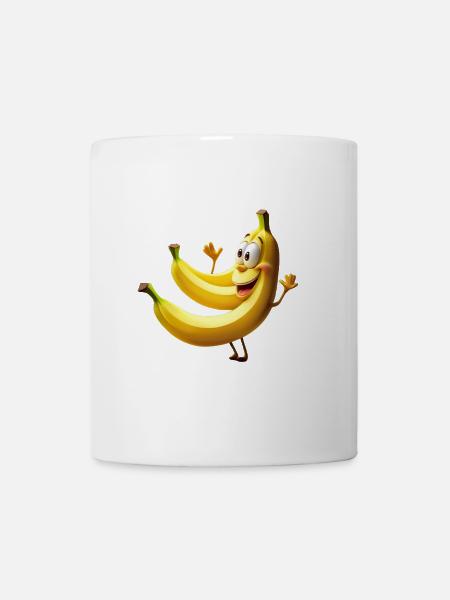 Fröhliche Cartoon Banane mit Gesicht - lustiges - Tasse - Weiß