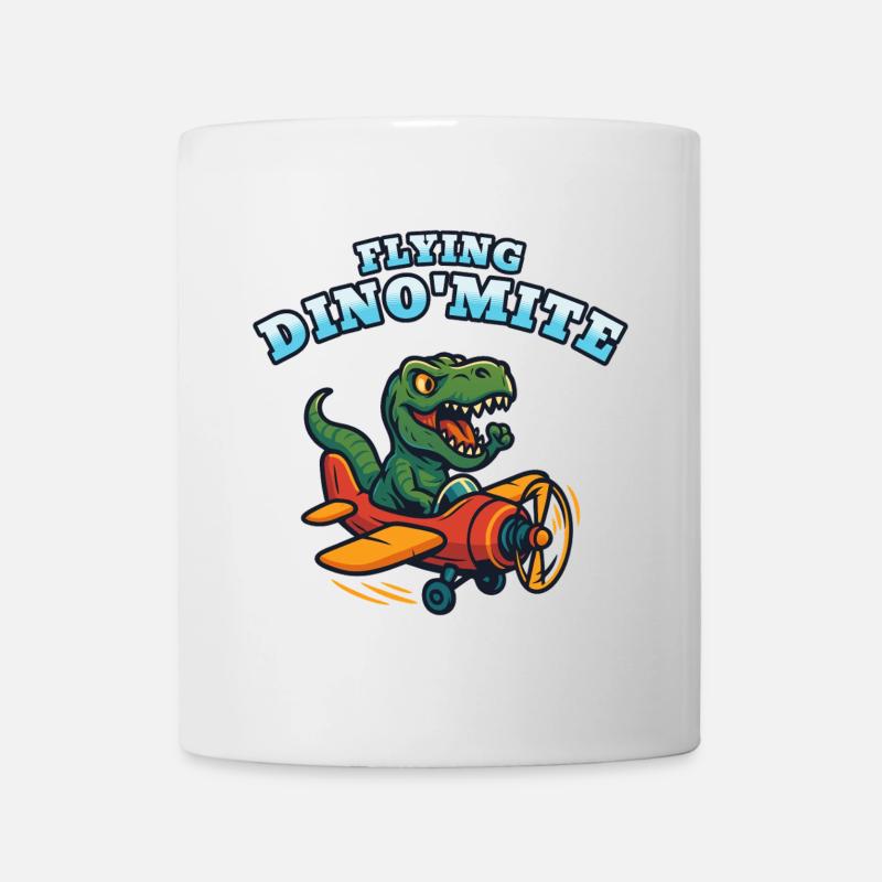Fliegendes Dino'Mite-Flugzeug - Tasse - Weiß