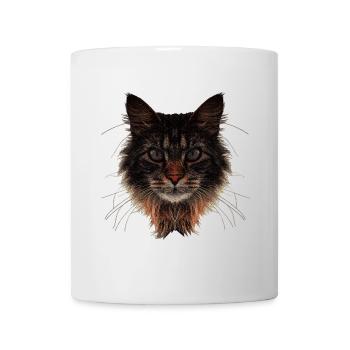 Maine-Coon Gesicht, langhaarig, Katzen design - Tasse - Weiß - Vorne