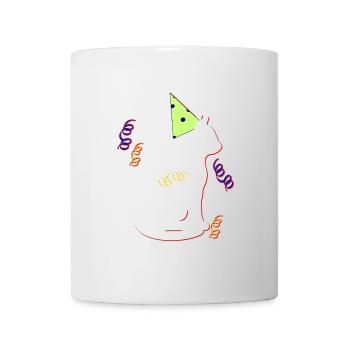 geburtstags katze, silhouetten, GB, Hütchen - Tasse - Weiß - Vorne
