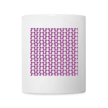 katzenmuster, langhaar katze sitzend, Samtpfote - Tasse - Weiß - Vorne