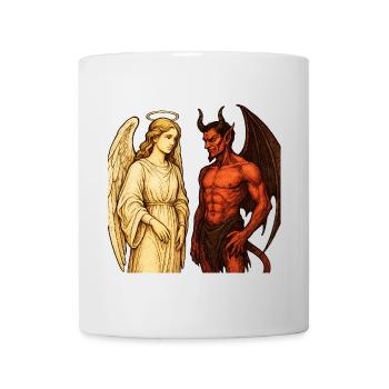 Heavenly Angel vs Fiery Demon Illustration - Mug - white - Front