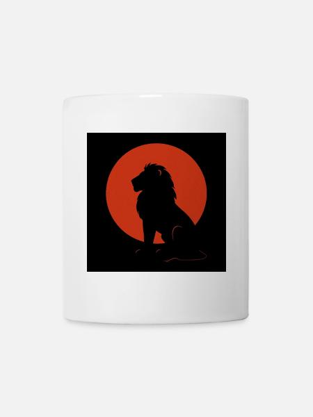 Lion silhouette in the circle of the sun - Mug - white
