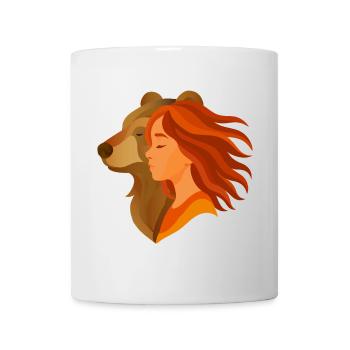 Harmonie zwischen Mädchen und Bär - Freundschaft - Tasse - Weiß - Vorne