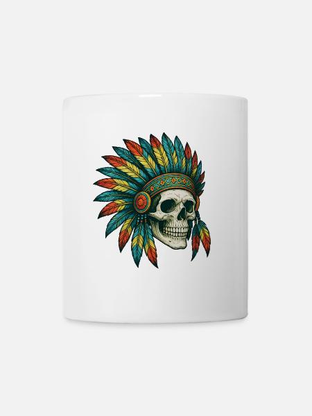 Native Tribal Skull Illustration - Mug - white