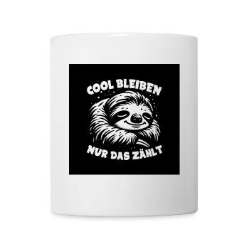 Faultier - immer cool bleiben - immer mit der Ruhe - Tasse - Weiß - Vorne