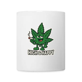 Leafy High & Happy Cartoon - Mug - white - Front
