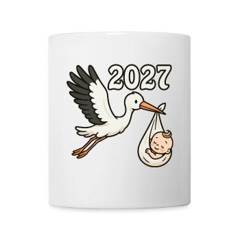 Stork with foundling in its beak 2027 - Mug - white - Front