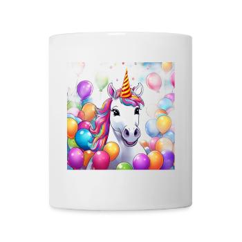 Magisches Einhorn Geburtstagsfeier mit Ballons - Tasse - Weiß - Vorne