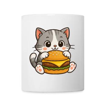 Such süße Katze Hamburger Fast Food Cartoon Essen - Tasse - Weiß - Vorne