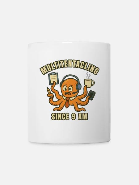 Multitasking Octopus at 9 a.m. - Mug - white