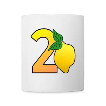Zahl Zwanzig - Zitrone - 20 - Tasse - Weiß - Vorne