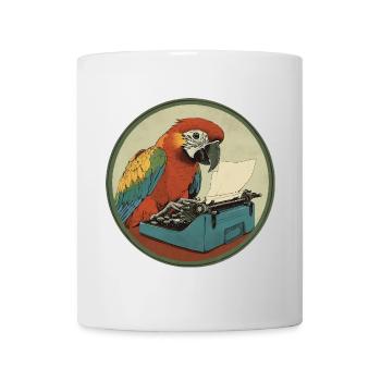 Parrot with typewriter – Feather-light and creative - Mug - white - Front