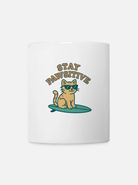 Stay Pawsitive – Coole Katzen-Vibes - Tasse - Weiß