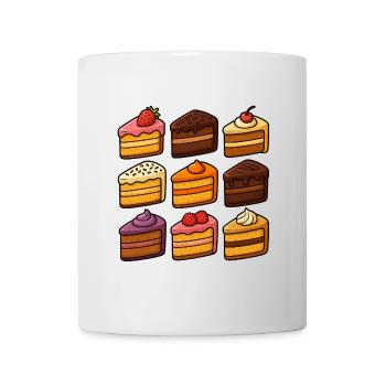 Neuf parts de gâteau de style kawaii dessinées à la main - Mug blanc - blanc - Devant