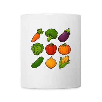 Collection of colorful vegetable illustrations in cartoon style - Mug - white - Front