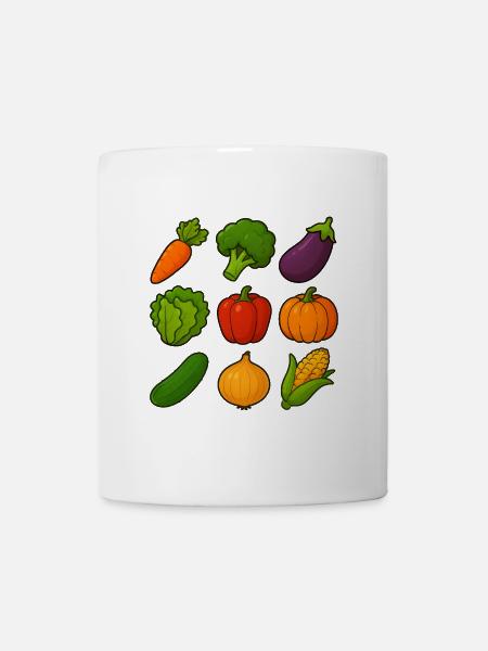 Collection of colorful vegetable illustrations in cartoon style - Mug - white