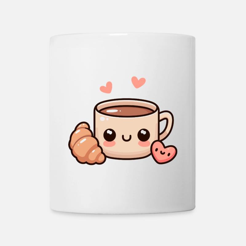 Charming Coffee Mug with Heart and Croissant - Mug - white