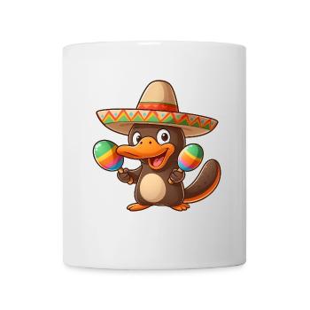 Funny beak duck with sombrero and maracas - Mug - white - Front