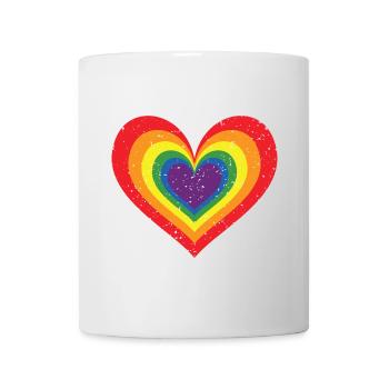 Rainbow Heart Pride Flag Colors LGBTQ+ Grunge - Mug - white - Front