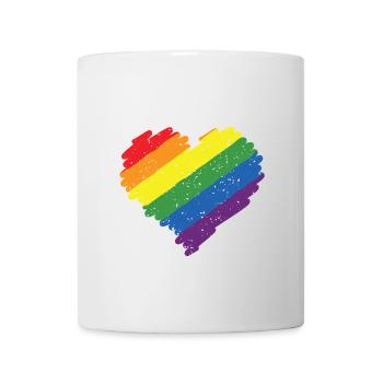 Rainbow Heart Pride Flag Colors LGBTQ+ Grunge - Mug - white - Front