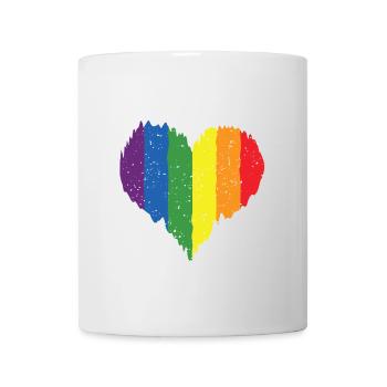 Rainbow Heart Pride Flag Colors LGBTQ+ Grunge - Mug - white - Front