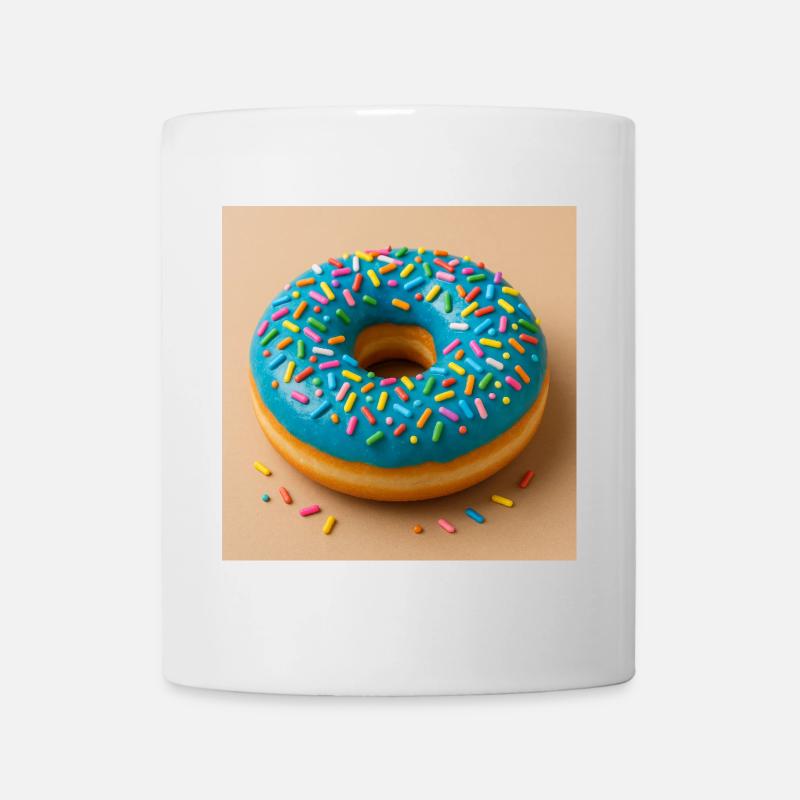 Donut mit Blauem Zuckerguss - Tasse - Weiß