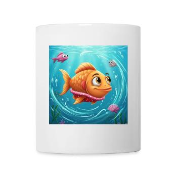 Playful goldfish in colorful water - Mug - white - Front
