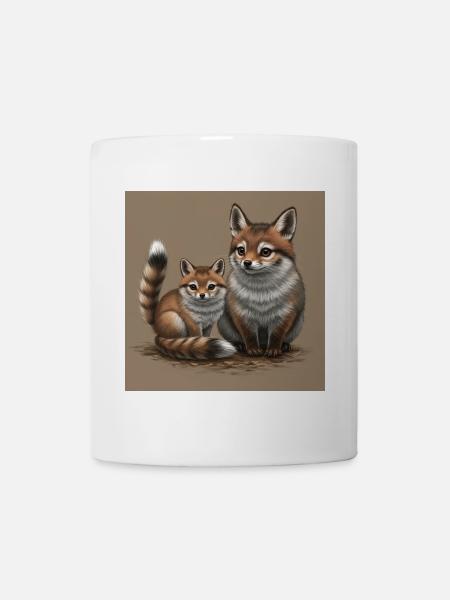 Playful Fox Mother and Child - Mug - white