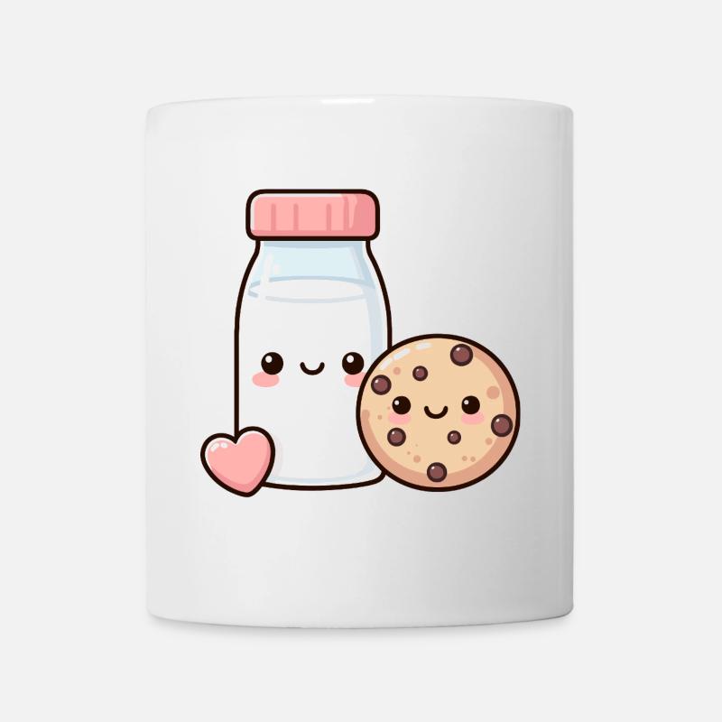 Cute Milk and Cookie Cartoon Design - Mug - white
