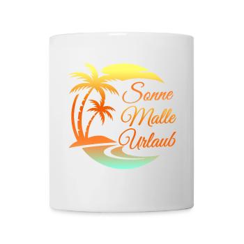 Tropische Urlaubsmotiv Mallorca Sonnen und Palmen - Tasse - Weiß - Vorne