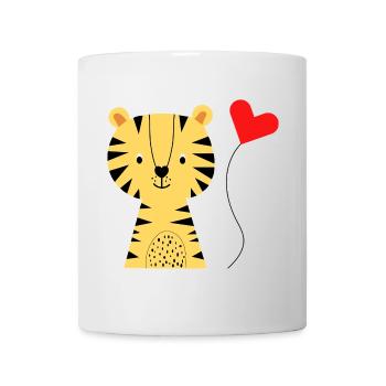Süßer Tiger mit Herzluftballon - Babymode - Geburt - Tasse - Weiß - Vorne
