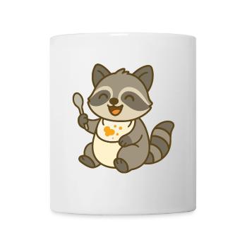 Alimentation avec un bébé raton laveur - Mug blanc - blanc - Devant