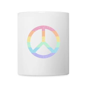 Regenbogen Friedenssymbol Pastell Pride LGBTQ+ Grunge - Tasse - Weiß - Vorne