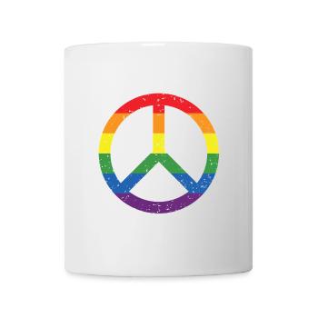 Regenbogen Friedenssymbol Pride Flagge LGBTQ+ Grunge - Tasse - Weiß - Vorne