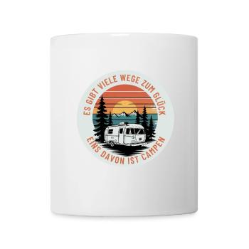 Es gibt viele Wege zum Glück - Campen! - Tasse - Weiß - Vorne