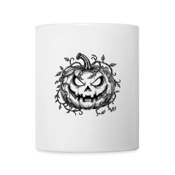 Halloween Kürbis mit Ranken - Vintage Illustration - Tasse - Weiß - Vorne