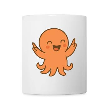 Pieuvre rieuse orange - Mug blanc - blanc - Devant