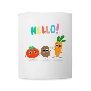 Funny Vegetables Say Hello – Fresh and Cheeky - Mug - white - Front