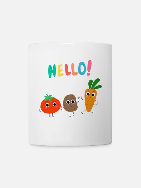 Funny Vegetables Say Hello – Fresh and Cheeky - Mug - white