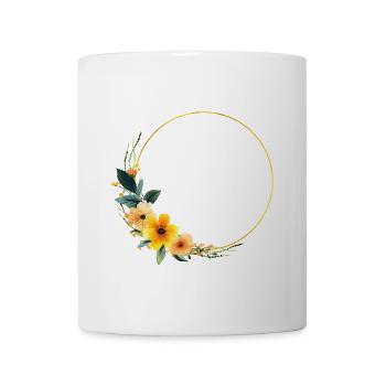Yellow - Orange - Flower Circle, customizable - Mug - white - Front
